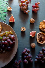 Figs, grapes healthy vegetarian lunch