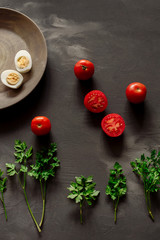 Tomatoes and eggs for diet  vegetarian vitamin dinner