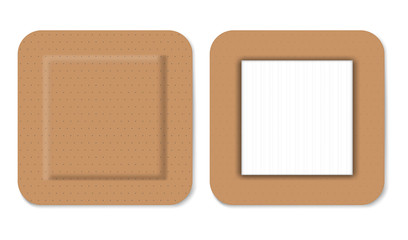 Square adhesive pad bandage, realistic vector illustration. First aid band for wound care © ann_ounce