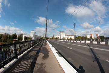 road and pedestrian road on the bridge