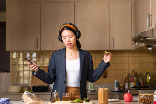 Cheerful Woman Fooling Around After Spending Too Much Time Indoo