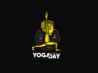 Fototapeta premium Boy practicing yoga pose, 21st june international yoga day, vector