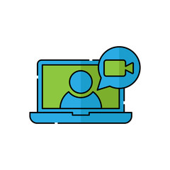 Video Call Icon Logo Vector Illustration. Video Call icon design vector template. Trendy Video Call vector icon flat design for website, symbol, logo, icon, sign, app, UI.