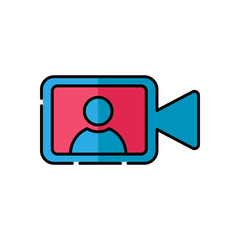 Video Call Icon Logo Vector Illustration. Video Call icon design vector template. Trendy Video Call vector icon flat design for website, symbol, logo, icon, sign, app, UI.