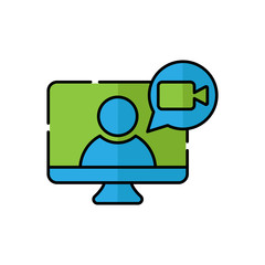 Video Call Icon Logo Vector Illustration. Video Call icon design vector template. Trendy Video Call vector icon flat design for website, symbol, logo, icon, sign, app, UI.