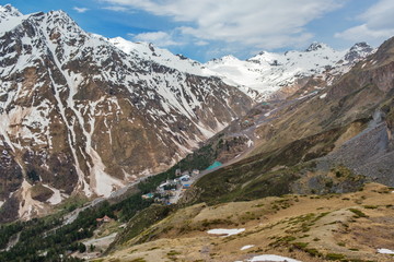 Fototapeta na wymiar Elbrus region. Azau Glade. The view from the height.