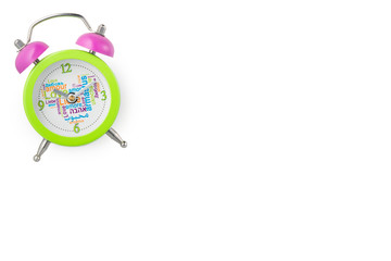 Green classic alarm clock isolated