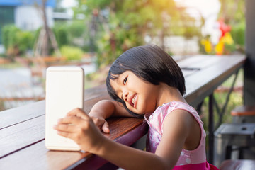 Asian Child Happy Use Talephone In communicate