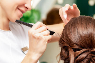 Makeup and hairstyle process.