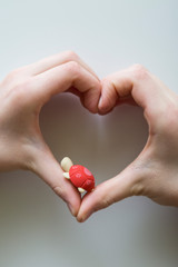 mani che unite assieme formano il segno del cuore