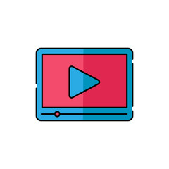 Video Icon Logo Vector Illustration. Video player icon design vector template. Trendy Video vector icon flat design for website, symbol, logo, icon, sign, app, UI.