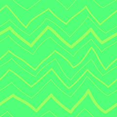 Simple yellow zigzags on light-green background: abstract seamless pattern, vector graphics.