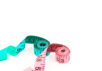 Two measuring tape isolated on white background