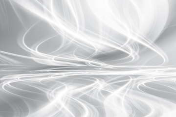 Grey and white flowing waves background. Futuristic abstract lines.