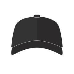 black vector baseball cap flat icon symbol