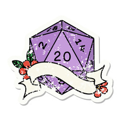 natural twenty D20 dice roll grunge sticker