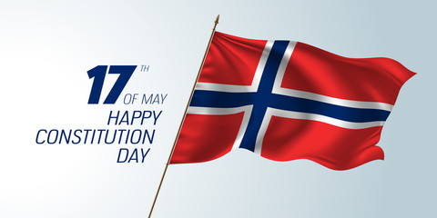 Norway happy constitution day vector banner, greeting card