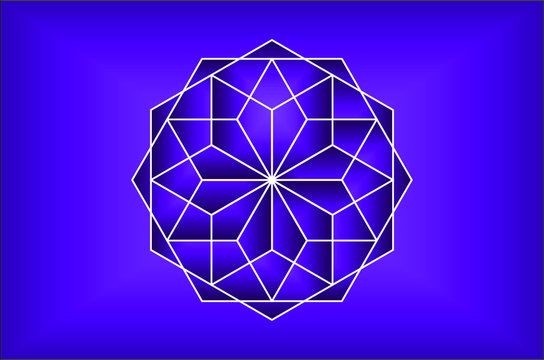 Sacred Geometry - Tridecagram blue patern, Vector Illustration