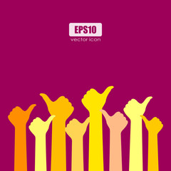 Fototapeta premium Raised hands with like thumb sign