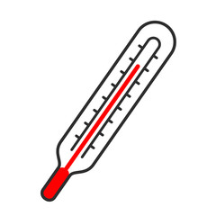 Medical thermometer and high temperature icon