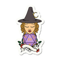 human mage with natural twenty dice roll sticker