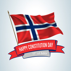 Norway constitution day greeting card, banner, square vector illustration