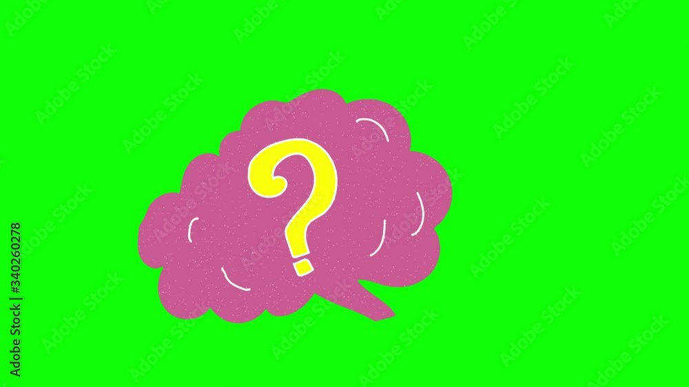 Aufkleber stupid brain hand drawn green screen. floating loop animation