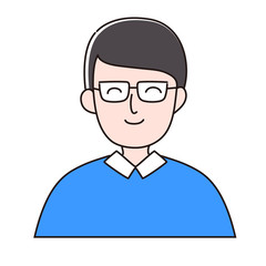 眼鏡をかけている笑顔の男性　お父さん