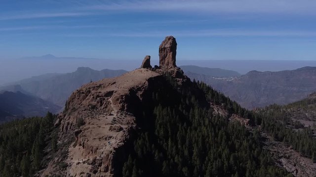 flight in the mountains Roque Nublo of Gran Canaria Spain