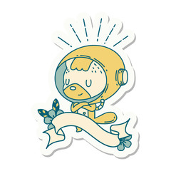sticker of tattoo style animal in astronaut suit