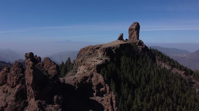 flight in the mountains Roque Nublo of Gran Canaria Spain