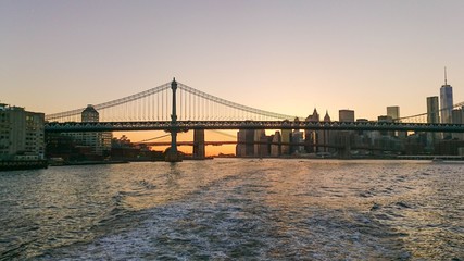 Fototapeta na wymiar Beautiful landscape view on one of the bridges in Manhattan. USA. New York.