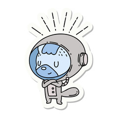 sticker of tattoo style animal in astronaut suit