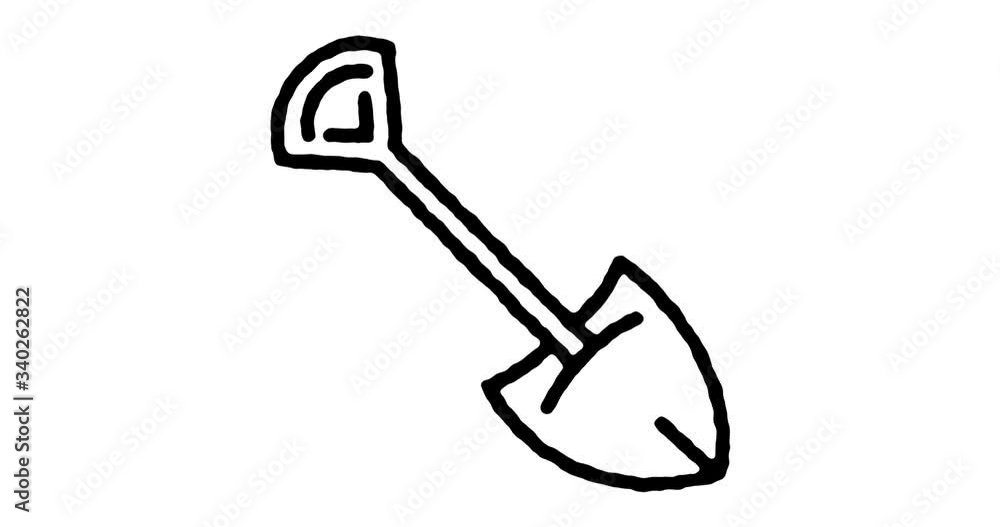 Poster hand drawn line icon animation for death and burial to use as video design element. minimalistic sym