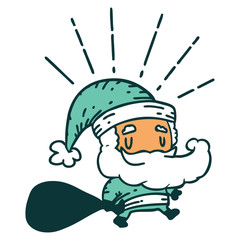 traditional tattoo style santa claus christmas character with sack