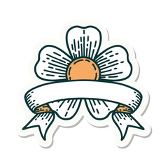 tattoo sticker with banner of a flower