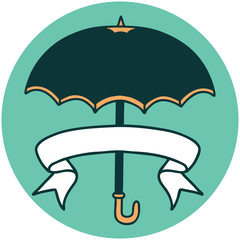 icon with banner of an umbrella