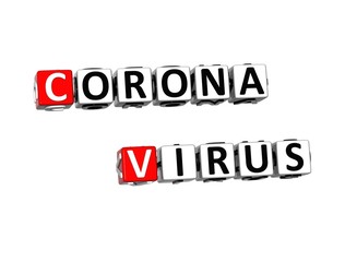 Coronavirus COVID-19. 3D red-white crossword puzzle on white background.