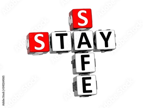 Stay Safe Coronavirus COVID 19 3D Red White Crossword Puzzle On White  Background Wall Mural-Curioso.Photography