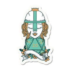 human fighter with natural twenty dice roll sticker