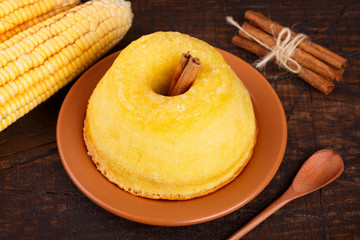 Brazilian sweet dessert corn cake
