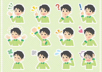 男性のいろいろな表情セット