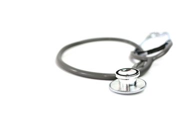 Gray Stethoscope isolated on white background.