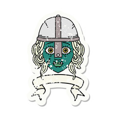 orc fighter character face with banner illustration