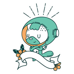 banner with tattoo style animal in astronaut suit