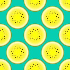Fototapeta premium Vector watermelon seamless pattern. Half watermelon on turquoise background. Colorful vector illustration gradient fill in flat style.