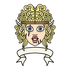 elf barbarian character face with banner illustration