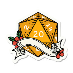 natural twenty D20 dice roll sticker