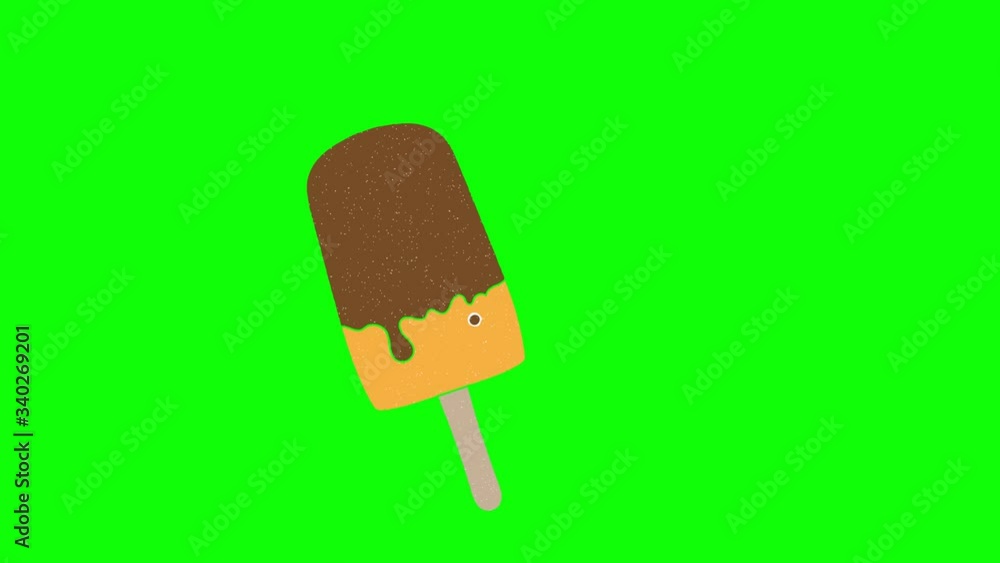 Poster ice cream hand drawn green screen. floating loop animation