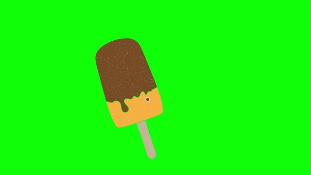 ice cream hand drawn green screen. floating loop animation